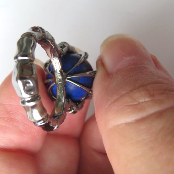 Stephen Webster "Verne" Bone Lapis Black Diamond 18k Gold Ring - Picture 10 of 17